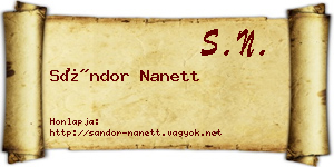 Sándor Nanett névjegykártya